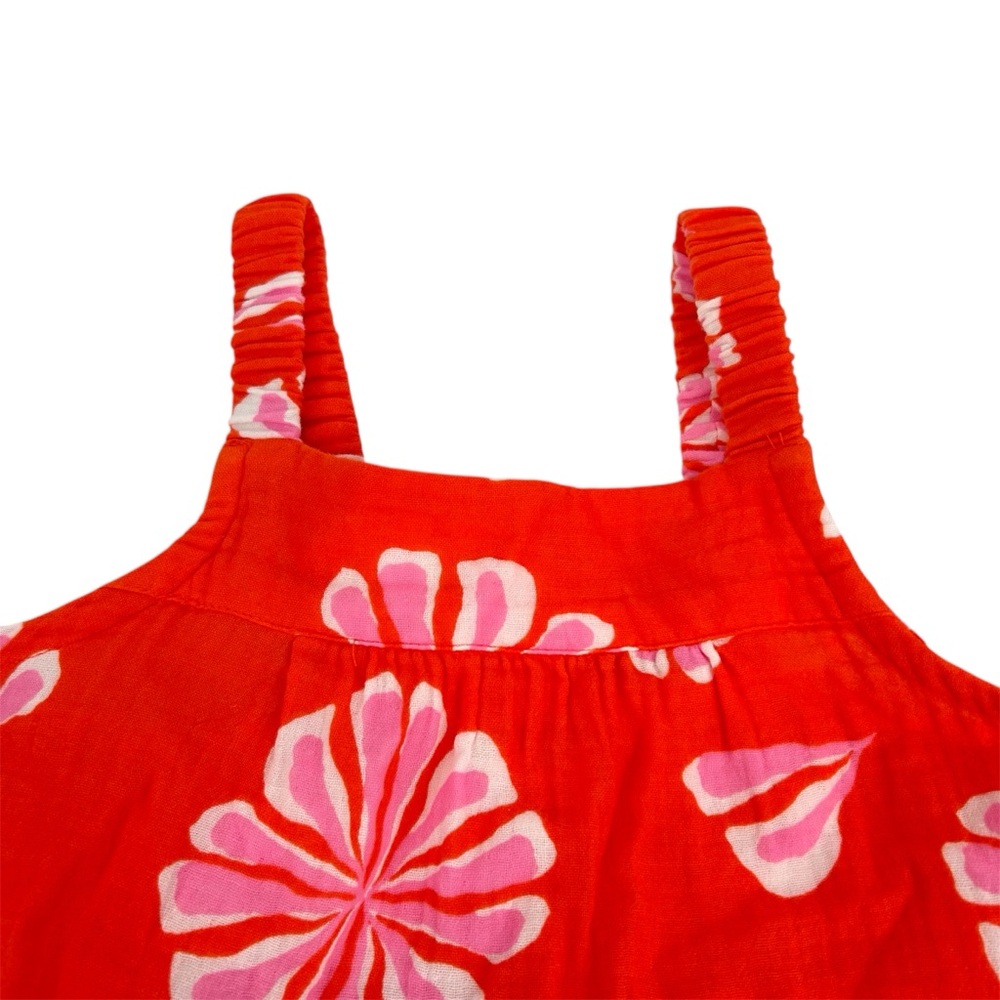 NWT Crewcuts Factory Girls’ Flower Gauze Tiered Dress in Bright Persimmon Multi - Picture 4 of 9